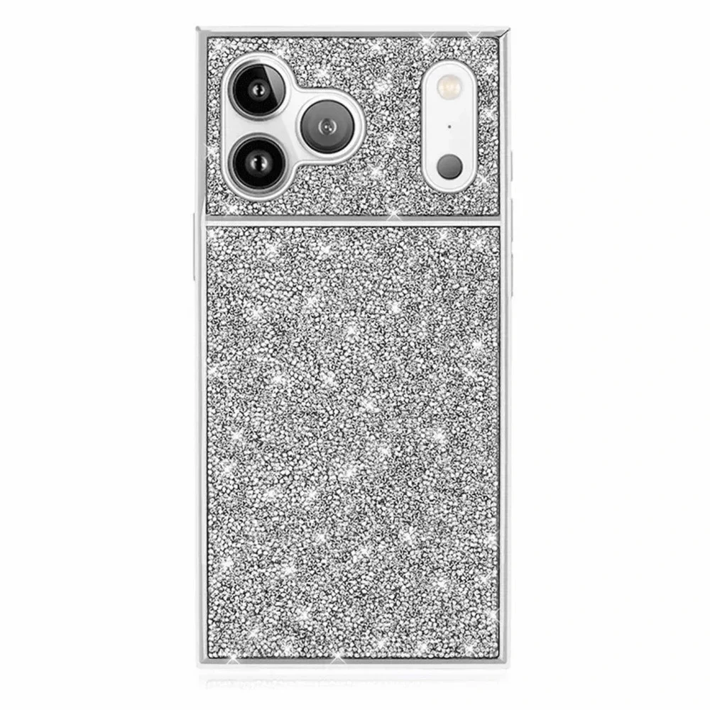 Elite Collection SQUARE iPhone 17 Pro Silver Crystal Elegance Case W/ Phone Ring